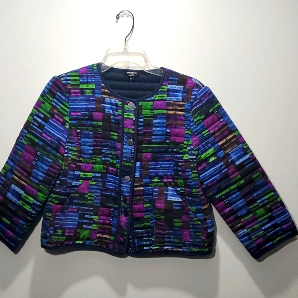 Worth Quilted Patchwork Print Cropped Jacket Medi… - image 2